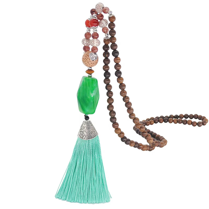 Bohemia Long Necklace Women Long Chain Sweater Chain Ethnic Tassel Necklaces Bijoux Femme Colar Clothing Jewelry Wholesale Bff
