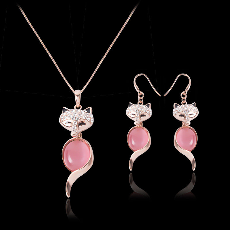 Opal Necklace and Earrings Two Piece Jewelry Set