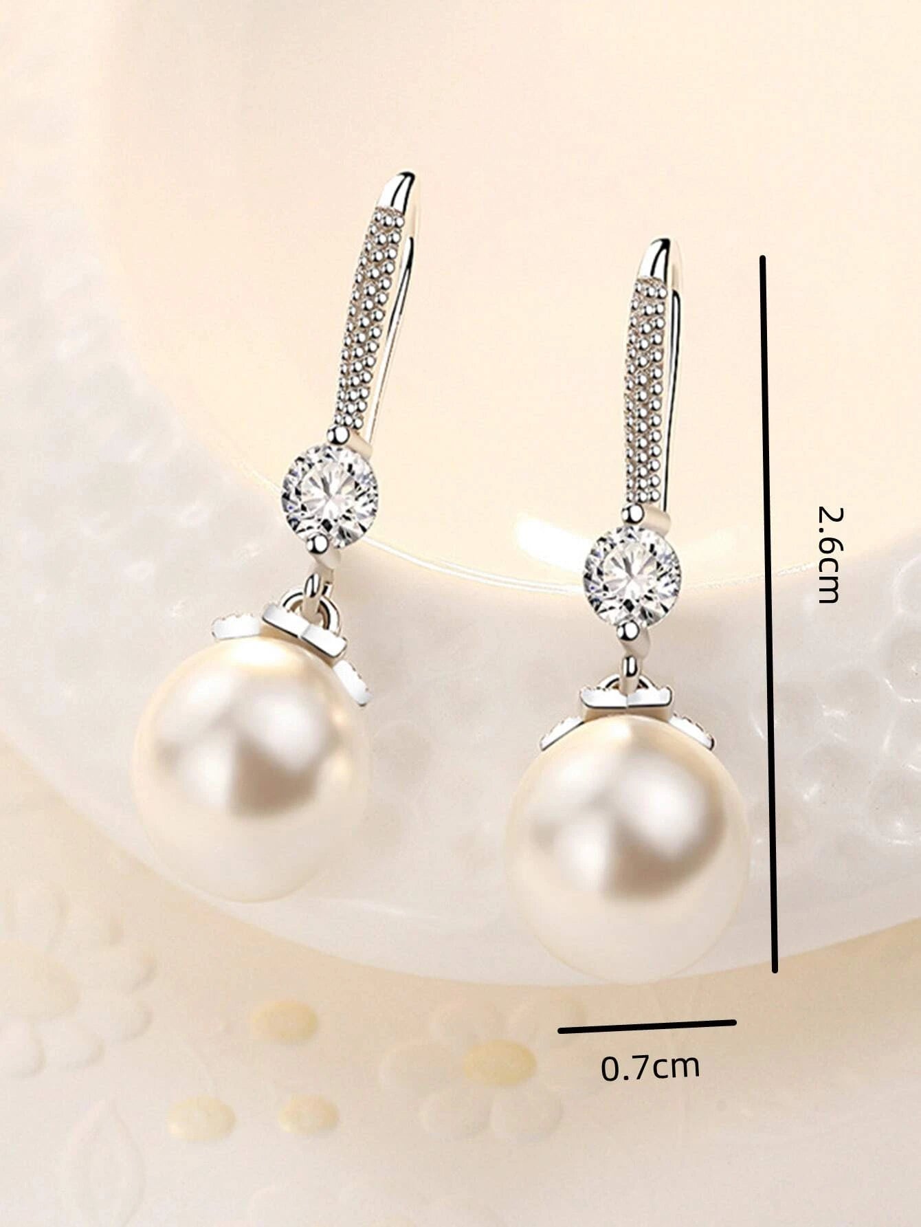 1Pair White Faux Pearl Drop Dangle Earrings for Women Girls Exquisite Daily Jewelry Elegant Wedding Holiday Gift
