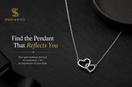 Elegant silver heart pendant necklace on a dark textured background with luxury Stash & Style branding and modern editorial typography.