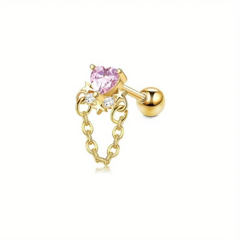 1Pc Stainless Steel 16G Cartilage Earrings Stud Hypollergenic Stainless Steel Stud Earrings Butterfly Heart Piercing