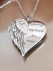 Slogan Detail Wing & Heart Charm Necklace