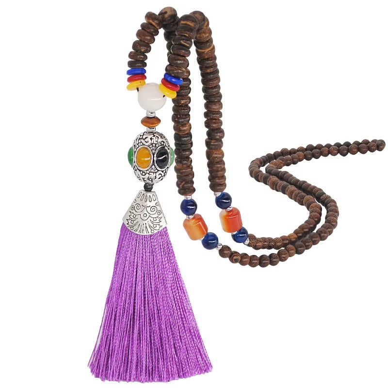 Bohemia Long Necklace Women Long Chain Sweater Chain Ethnic Tassel Necklaces Bijoux Femme Colar Clothing Jewelry Wholesale Bff