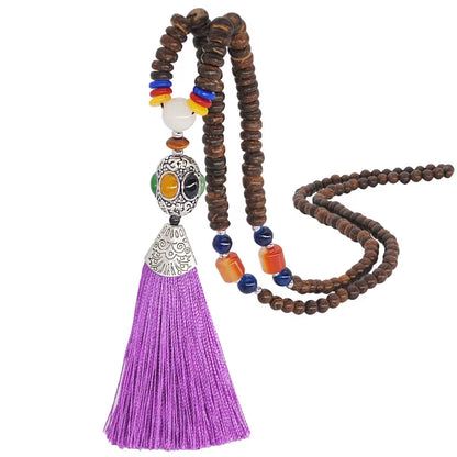 Bohemia Long Necklace Women Long Chain Sweater Chain Ethnic Tassel Necklaces Bijoux Femme Colar Clothing Jewelry Wholesale Bff