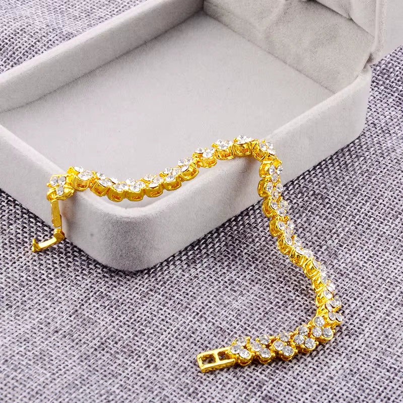 New Women Luxury Lucky Bracelet for Female Blue Crystal Heart Charm Bracelet Women Bridal Wedding Engagement Fine Jewelry Gift