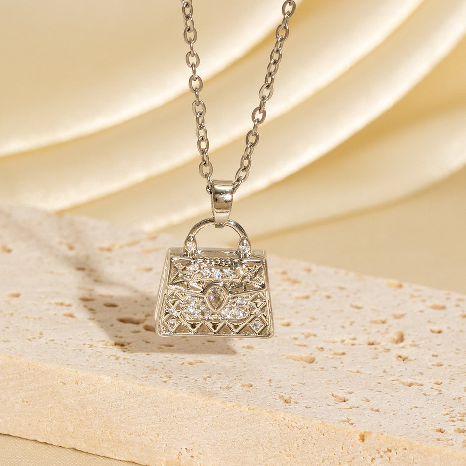 Zircon Handbag Pendant Necklace