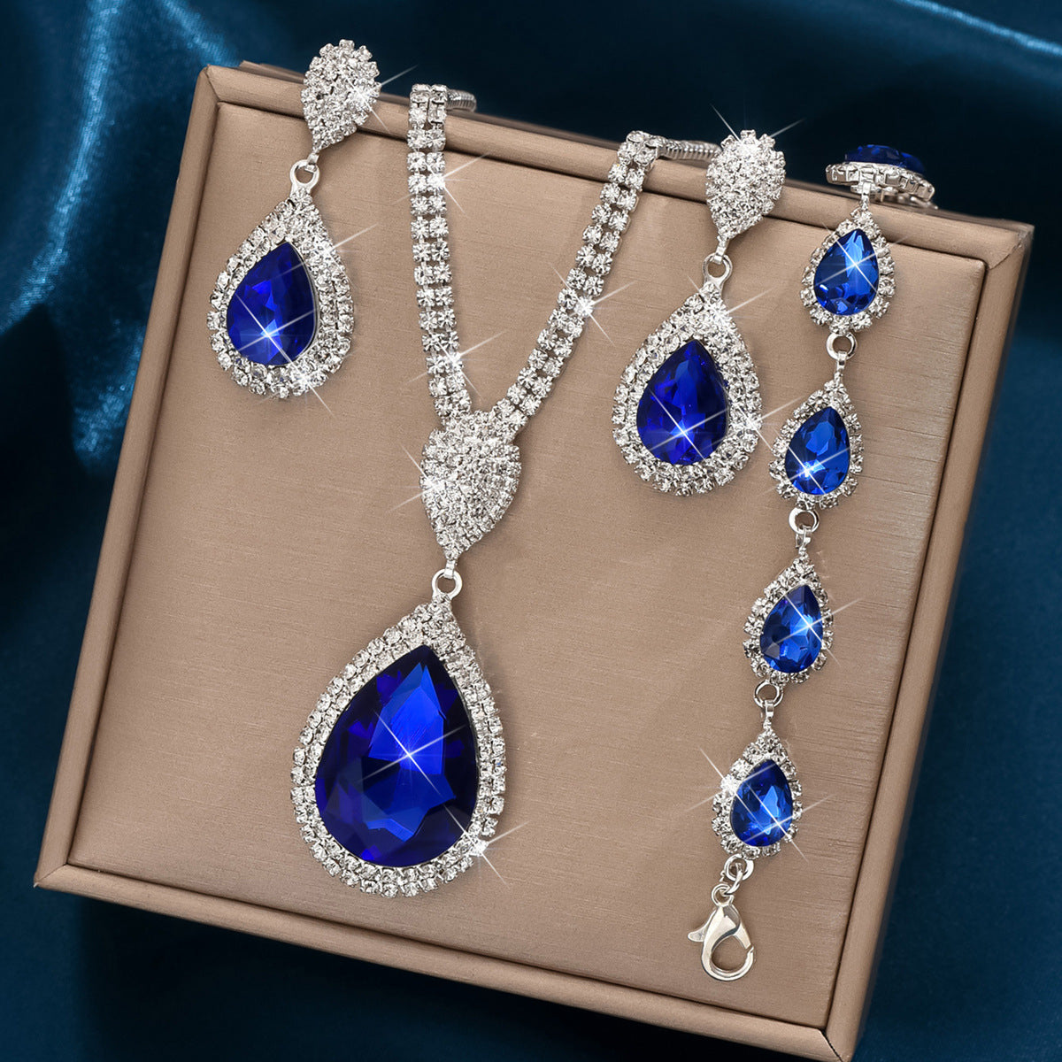 Sapphire & Ruby Teardrop Jewelry Set