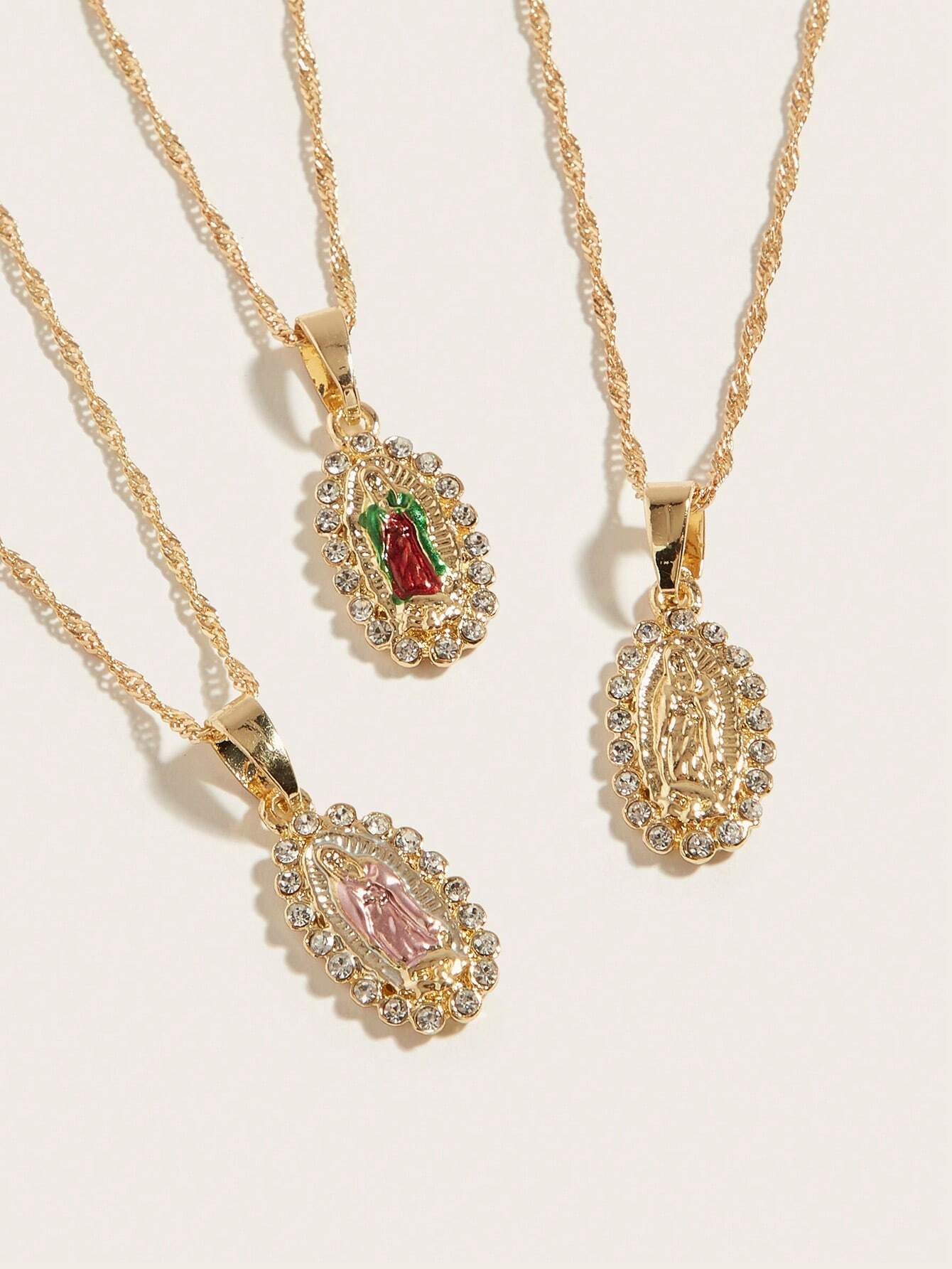 1Pc Women'S 14K Virgin Mary Mama Pendant Necklace