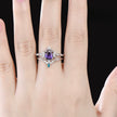 Purple Crystal Water Drop Ring Set