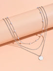 2Pcs Multi-Layer Faux Pearl round Disc Necklace (Random Pearl Quantity, Not Fixed)