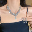 Diamond Flower Layered Necklace & Earring Set