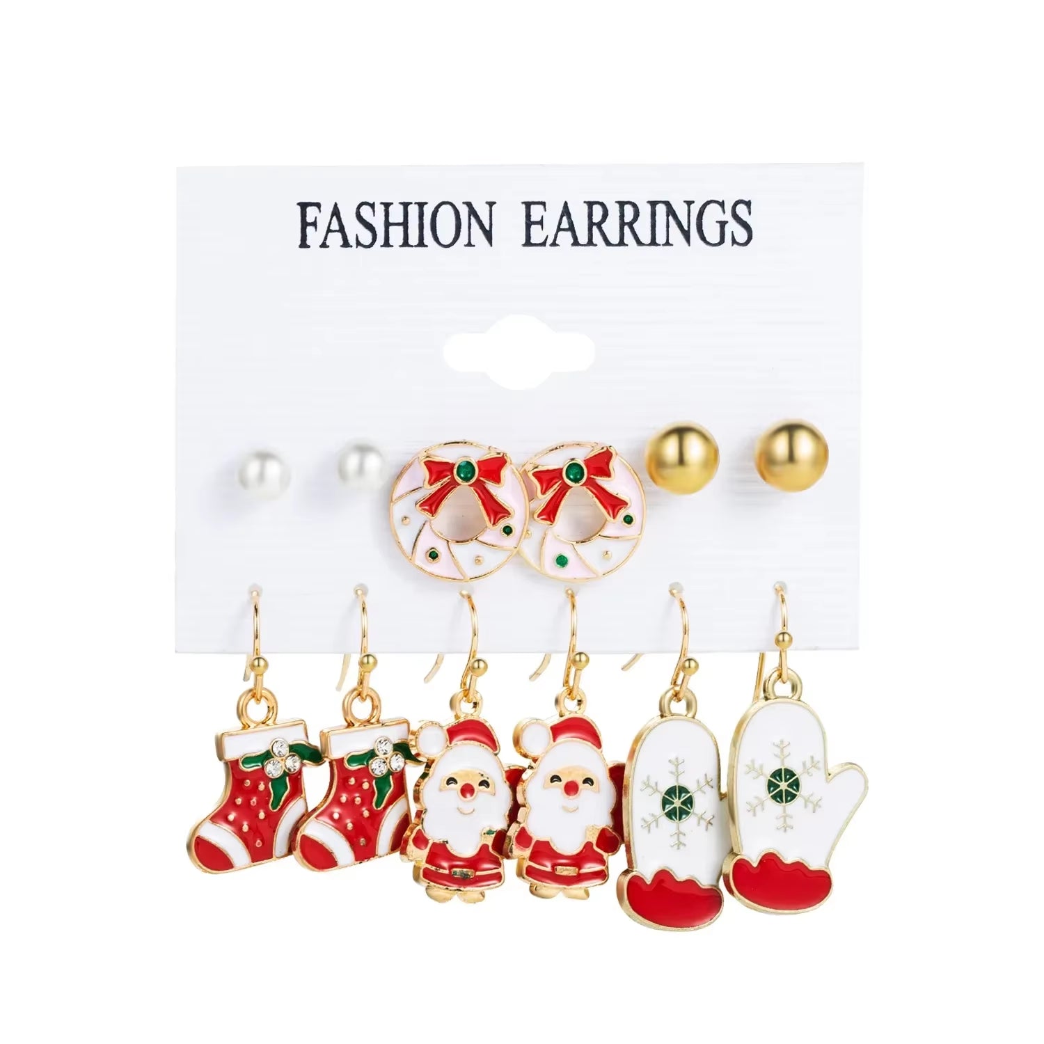 Fashion Cartoon Christmas Earring Set Female Snowflake Tree Snowman Bell Earring Fashion Christmas Ball Earring Jewelry Gifts