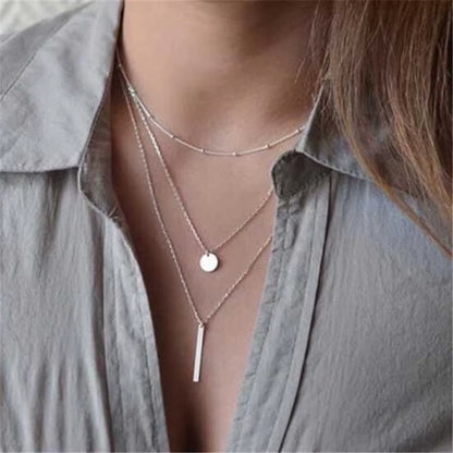 Bohemian Tiny Heart Star Necklace for Women Short Chain Coin Bar Moon Pendant Necklace Gift Choker Necklace