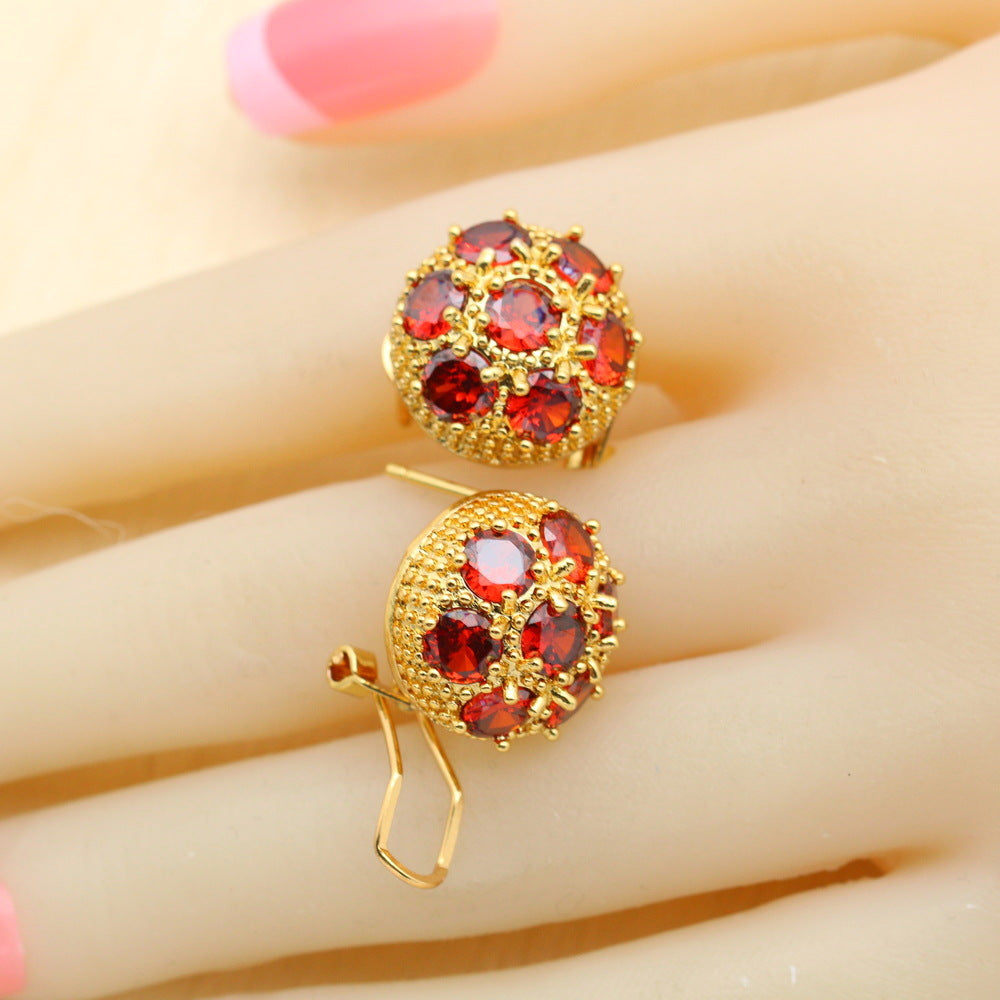 Gold Zircon Jewelry Set - 4-Piece Collection