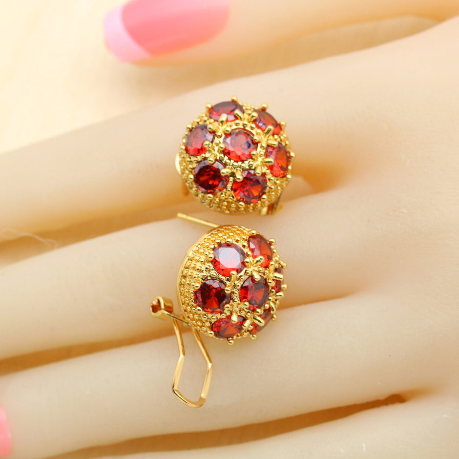 Gold Zircon Jewelry Set - 4-Piece Collection