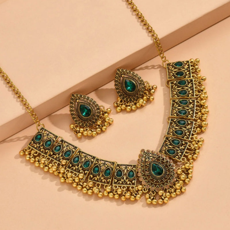Peacock Teardrop Jewelry Set - Necklace & Earrings