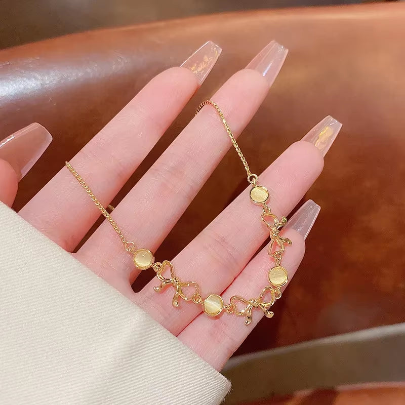 New Luxurious Geometry Square Green Crystal Bracelets Women Fashion Exquisite Butterfly Love Heart Metal Bracelets Set Jewelry