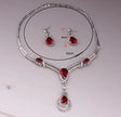 HOT Sale RED Garnet Ruby Topaz 18K Yellow/White Gold Plated Crystal Water Drop Necklace Earring Jewelry Set