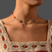 Sifisrri Vintage Color Flower Beads Chain Necklace Bracelet Jewerly Set for Women Stainless Steel Fashion Valentine'S Day Gift