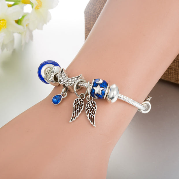 Blue Crystal Angel Wing Bracelet
