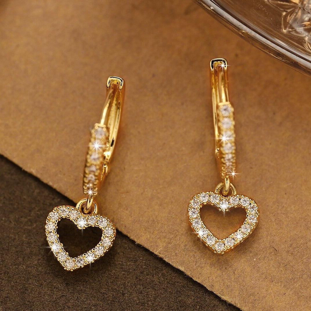 Heart Zircon Drop Earrings