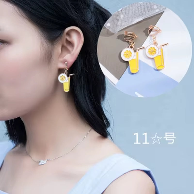 Korea Style Cute Clip on Earrings Non Pierced Earrings for Kids Party Charm Ear Cuffs Earrings No Hole Earrings New