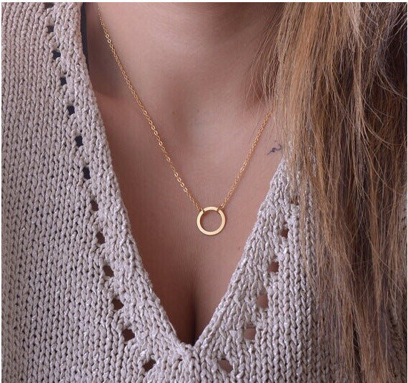 Gold Lariat Drop Pendant Necklace