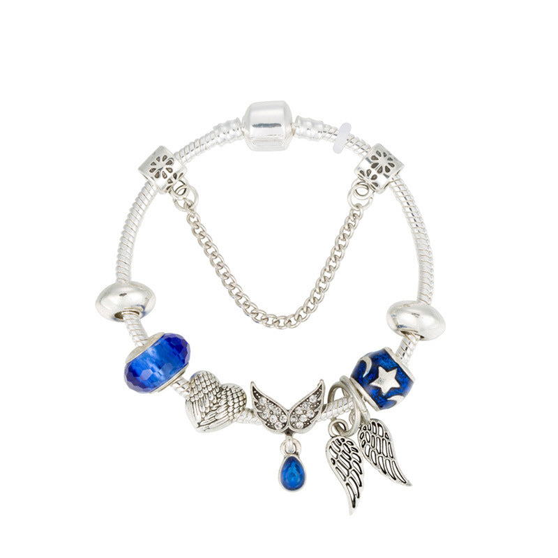 Blue Crystal Angel Wing Bracelet