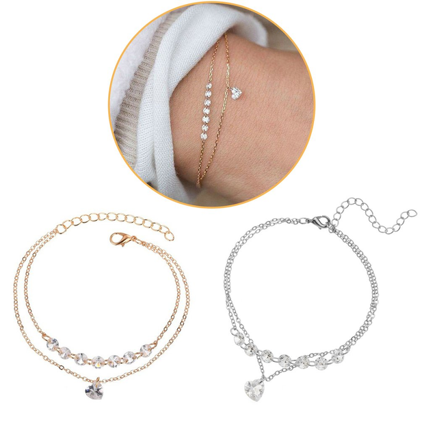 Double Heart Crystal Bracelet