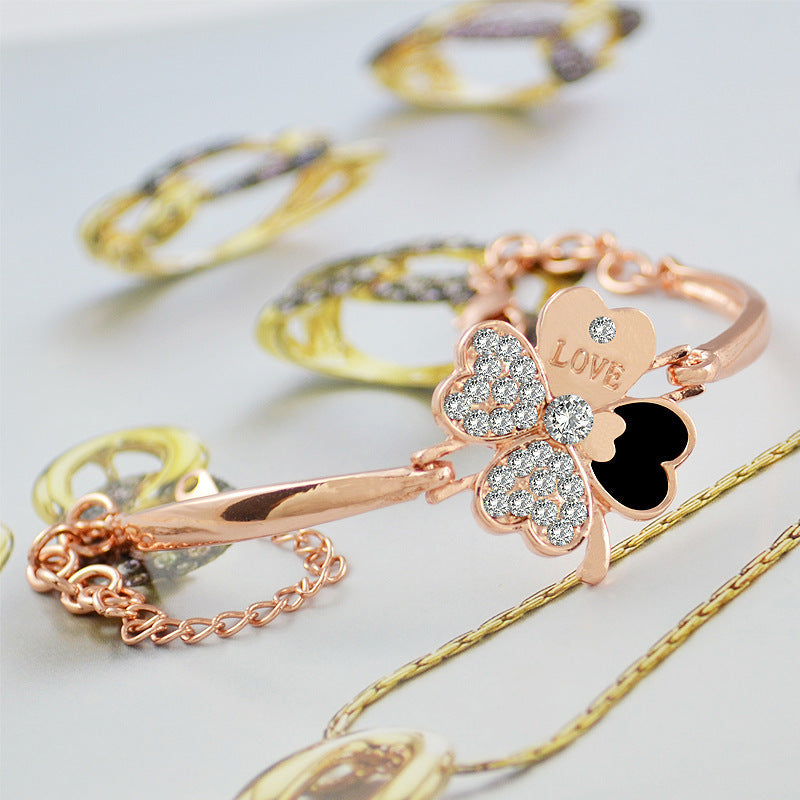 Rose Gold Four Leaf Clover Bracelet