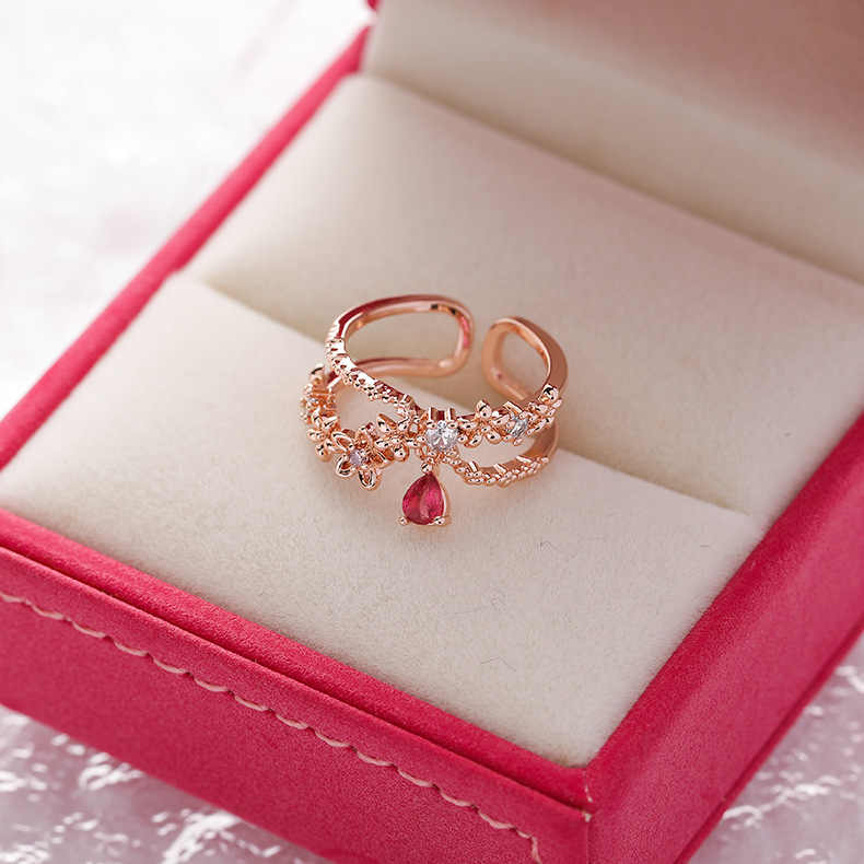 Crystal Zircon Flower Open Ring