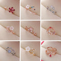 Crystal Zircon Flower Open Ring