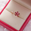 Crystal Zircon Flower Open Ring
