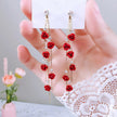 Wild Rose Rhinestone Tassel Earrings