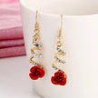 Wild Rose Rhinestone Tassel Earrings