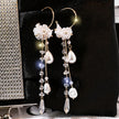 Wild Rose Rhinestone Tassel Earrings