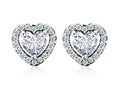 Heart shaped micro zircon inlaid silver earrings