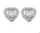 Heart shaped micro zircon inlaid silver earrings