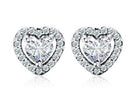Heart shaped micro zircon inlaid silver earrings