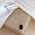 Korean Black Square Pendant Necklace