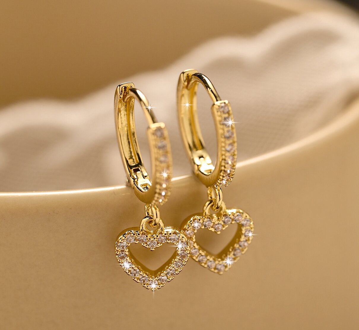 Heart Zircon Drop Earrings