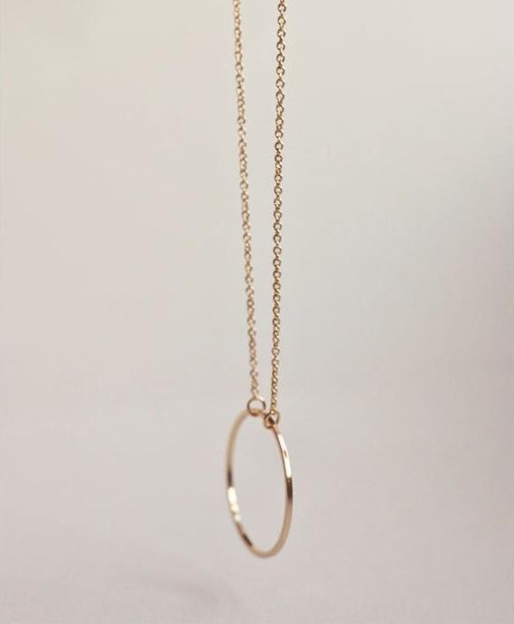 Gold Lariat Drop Pendant Necklace