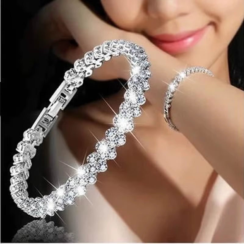 New Women Luxury Lucky Bracelet for Female Blue Crystal Heart Charm Bracelet Women Bridal Wedding Engagement Fine Jewelry Gift