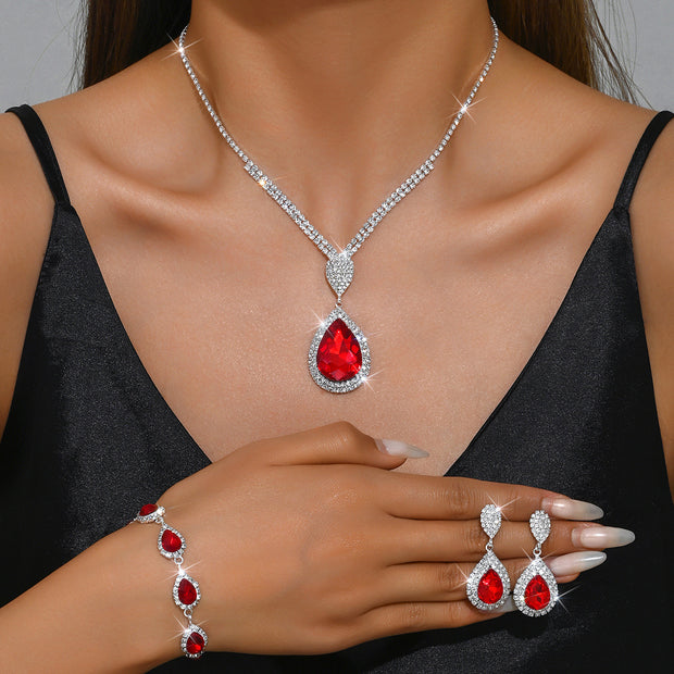 Sapphire & Ruby Teardrop Jewelry Set