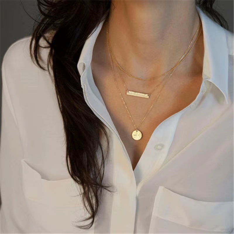 Bohemian Tiny Heart Star Necklace for Women Short Chain Coin Bar Moon Pendant Necklace Gift Choker Necklace
