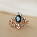 Blue Crystal Rose Gold Branch Ring