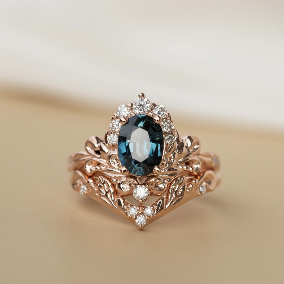 Blue Crystal Rose Gold Branch Ring