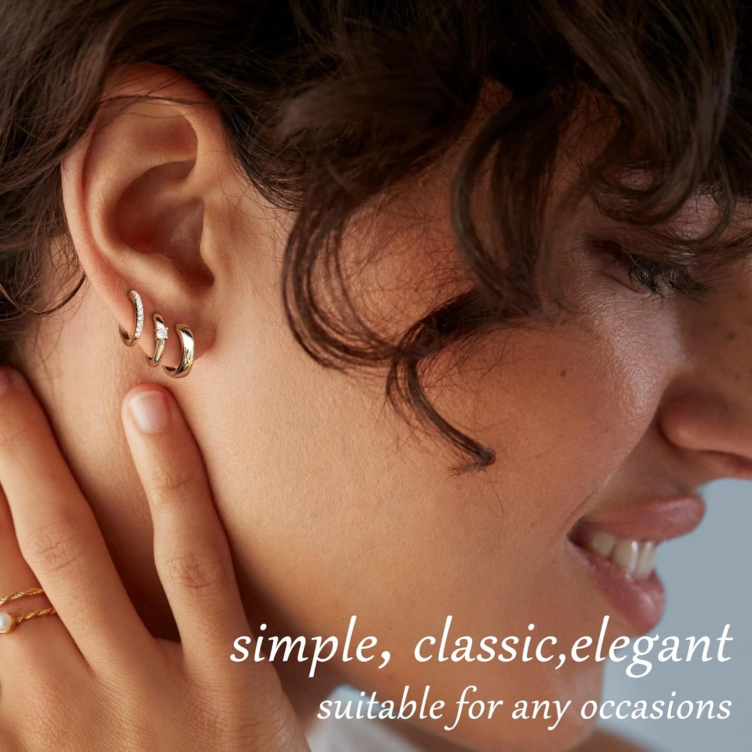 3 Pairs Gold Hoop Earrings Set for Women 14K Gold Filled Small Huggie Hoop Earri