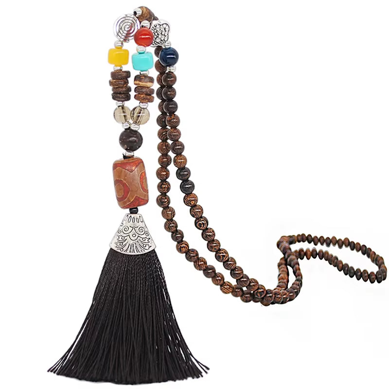 Bohemia Long Necklace Women Long Chain Sweater Chain Ethnic Tassel Necklaces Bijoux Femme Colar Clothing Jewelry Wholesale Bff