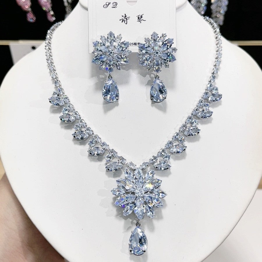 Zircon Heart & Snowflake Jewelry Set
